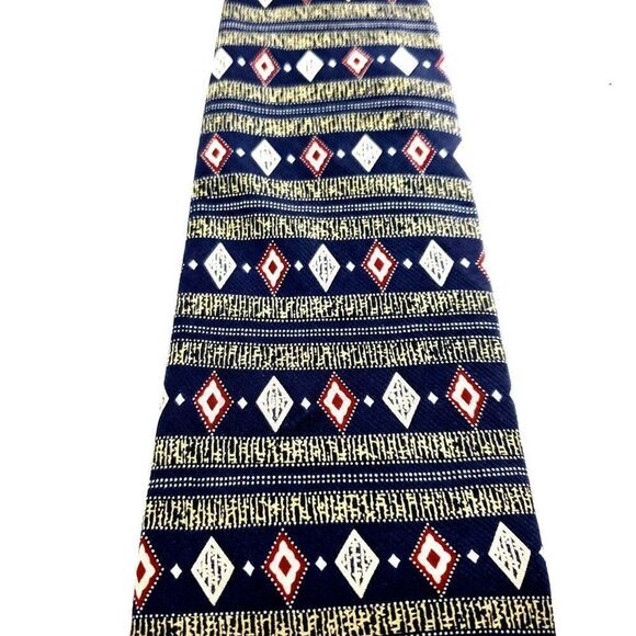 Kenneth Cole New York Blue Silk‎ Tie Woven Wide Horizontal Striped - Picture 2 of 6